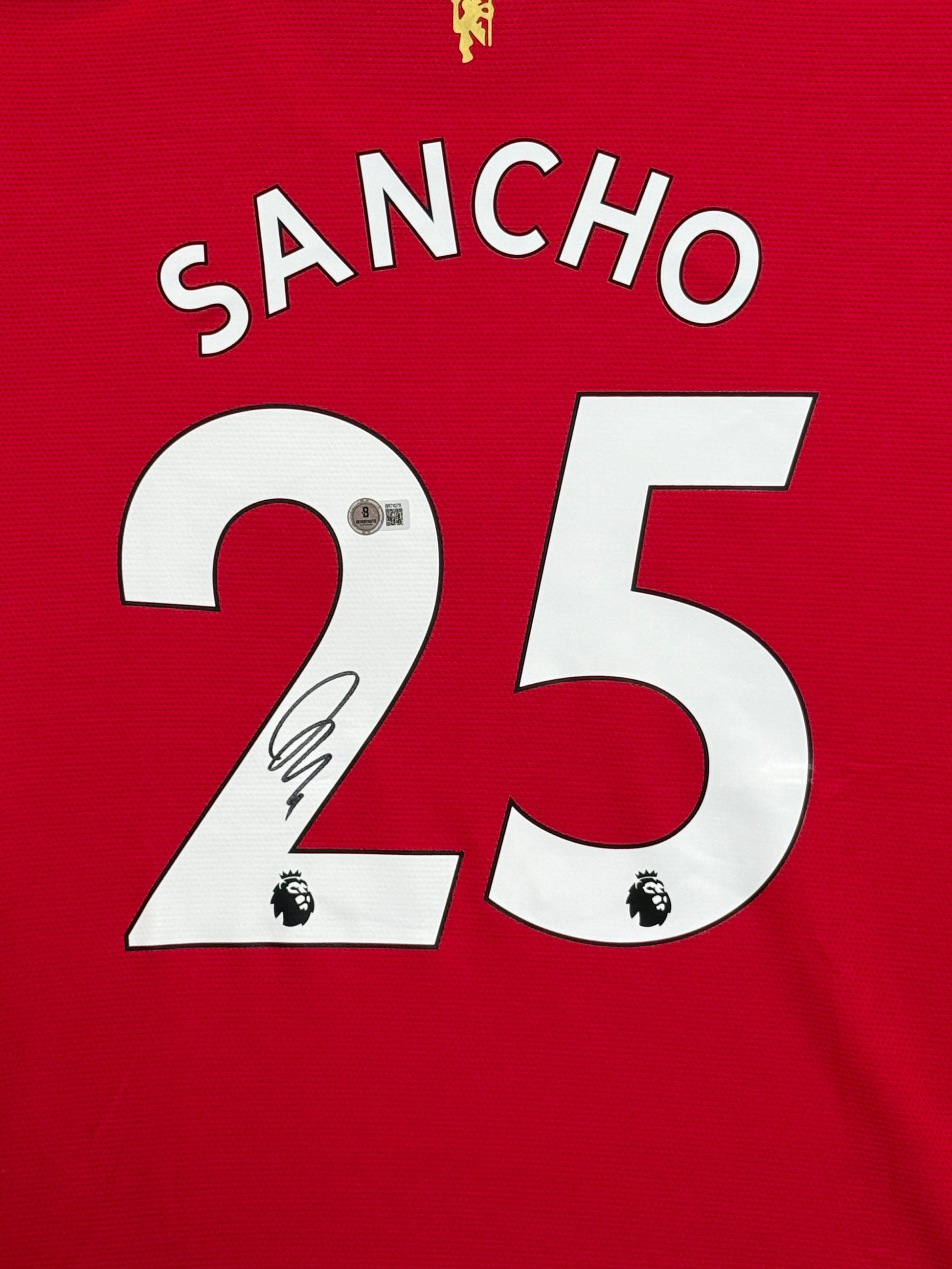 Maillot Authentique Manchester United signé par Sancho et certifié par Beckett authentic-signatures