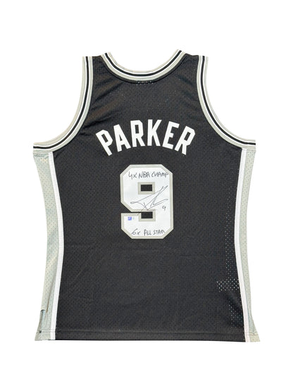 Maillot Mitchell and Ness San Antonio Spurs signé par TONY PARKER authentic-signatures