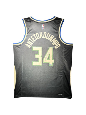 Maillot Authentique Exterieur Milwaukee Bucks signe par Giannis Antetokounmpo et certifie par Beckett authentic-signatures
