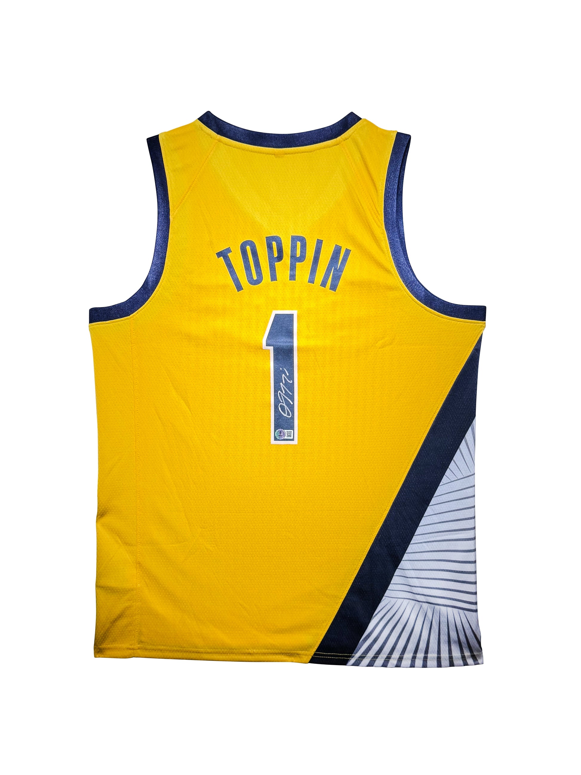 Maillot Custom Domicile Indiana Pacers signe par Obi Toppin certifie par Beckett authentic-signatures