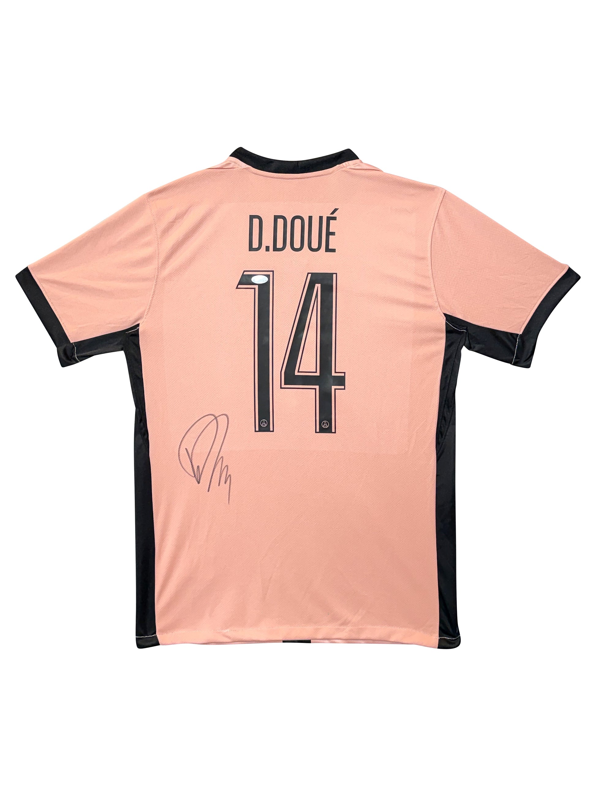 Maillot Authentique Paris Saint Germain signé par Desire Doue et certifié par JSA authentic-signatures