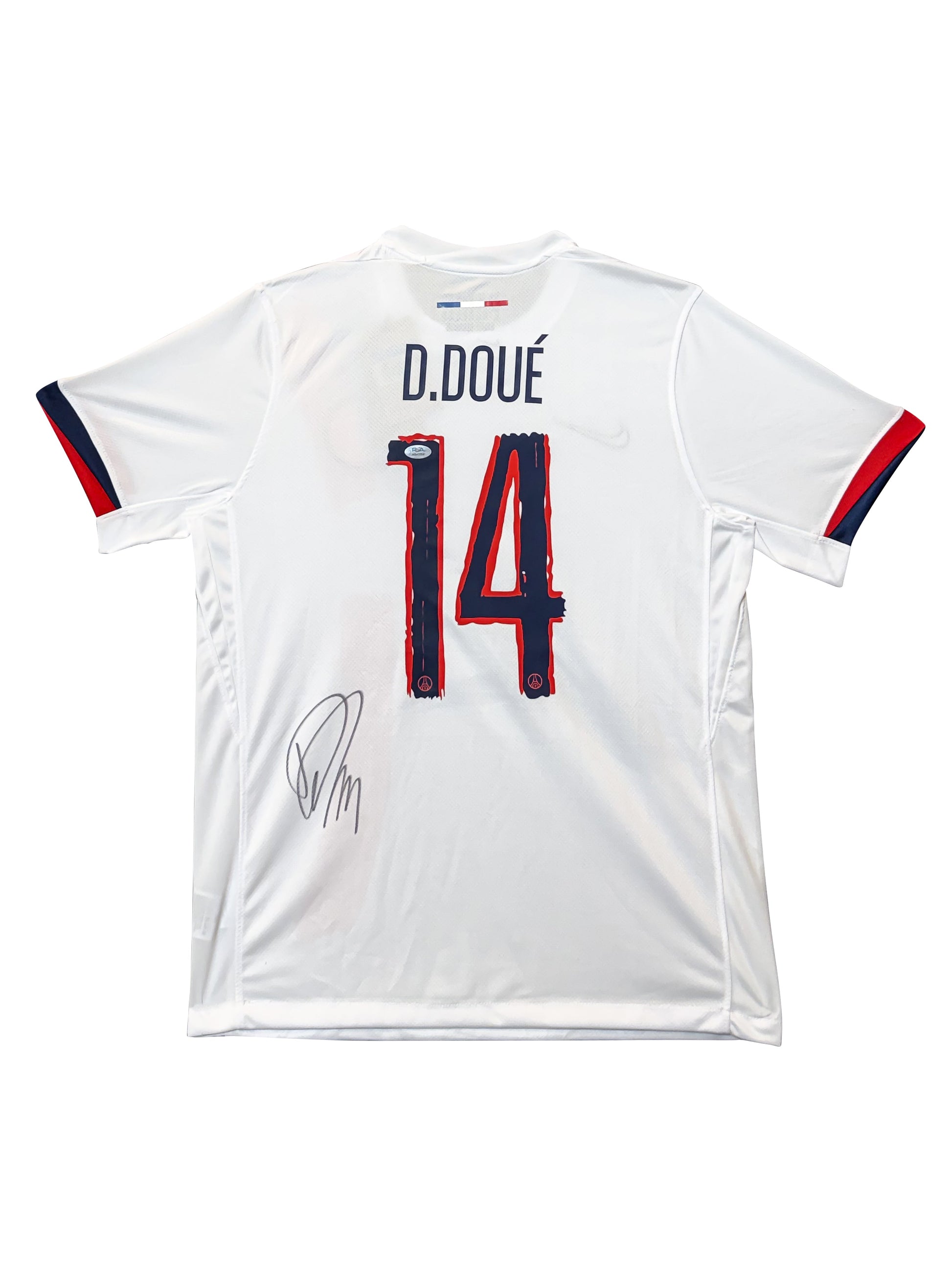 Maillot Authentique Paris Saint Germain signé par Desire Doue et certifié par JSA authentic-signatures