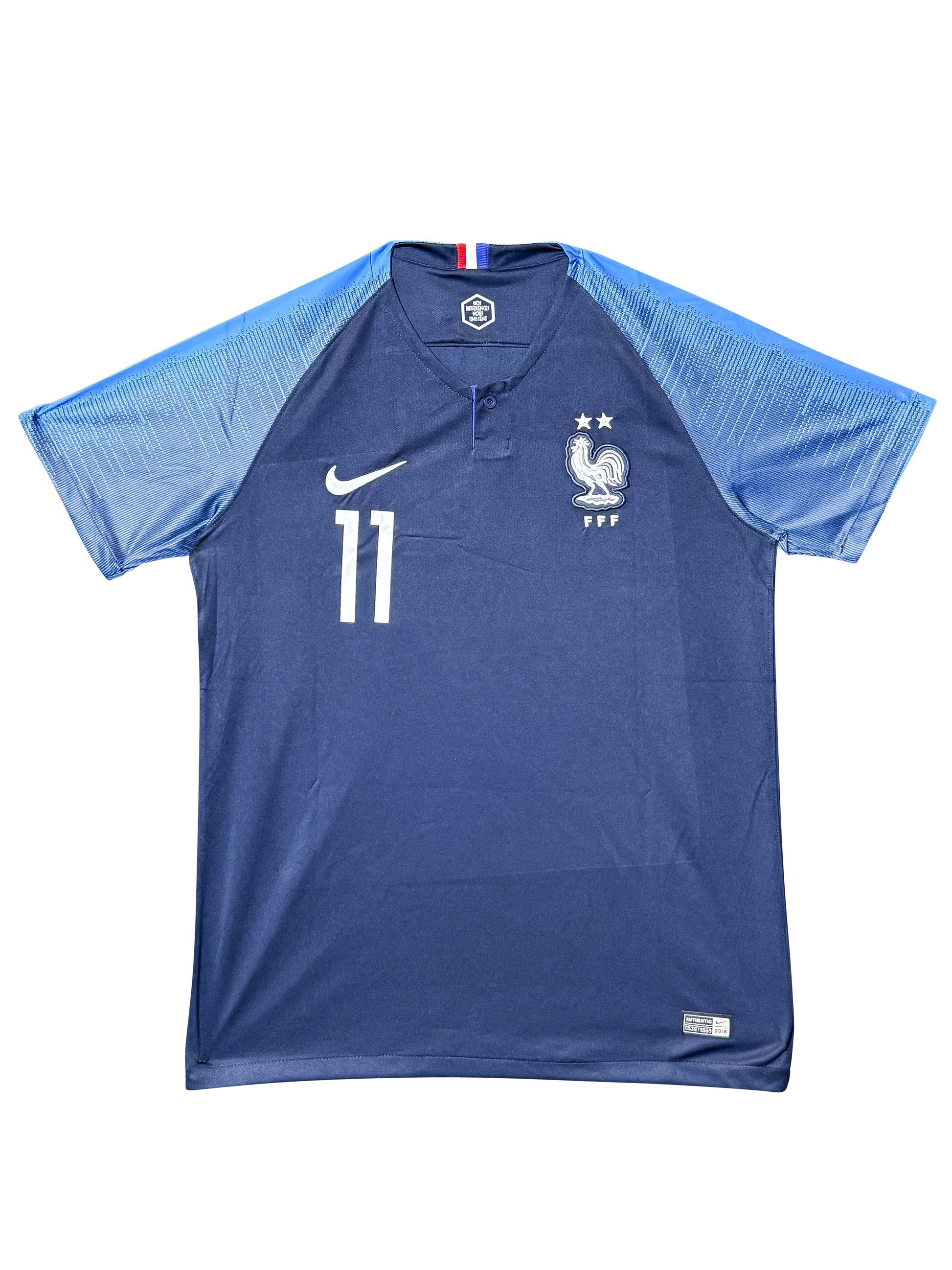 Maillot Authentique Equipe de France Finale Coupe du Monde 2018 signé par Ousman Dembele et certifié par Beckett authentic-signatures