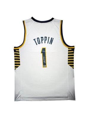 Maillot Custom Exterieur Indiana Pacers signe par Obi Toppin  certifie par Beckett authentic-signatures