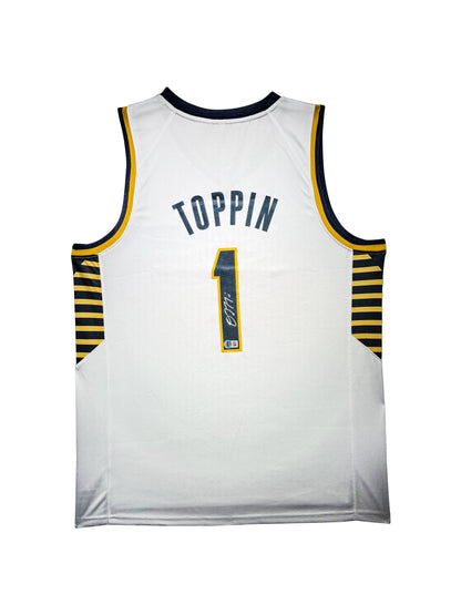 Maillot Custom Exterieur Indiana Pacers signe par Obi Toppin  certifie par Beckett authentic-signatures