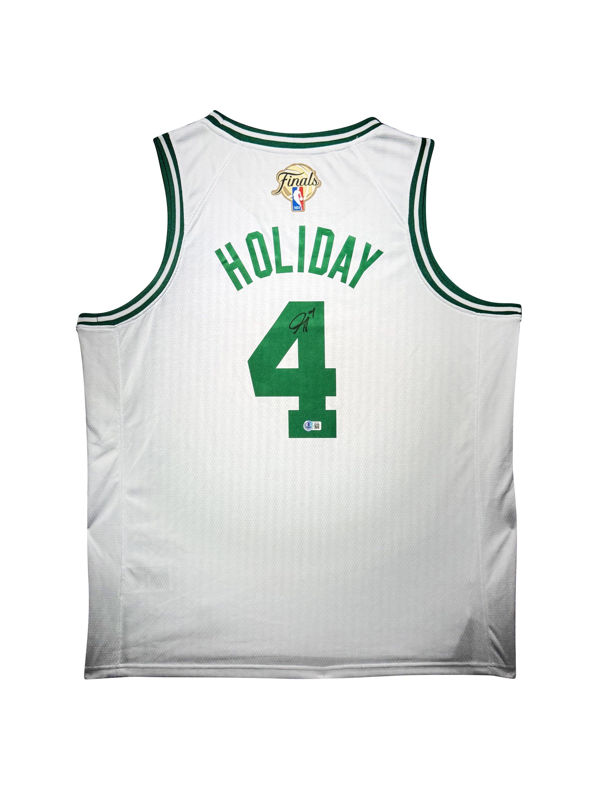 Maillot Finals Patch Authentique Exterieur signe par Jrue Holiday certifie par Beckett authentic-signatures