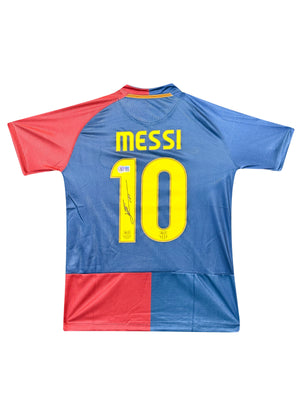 Maillot Authentique FC Barcelone Finale Champions League 2009 ,1er Triplé Historique signé par Lionel Messi et certifié par Beckett authentic-signatures