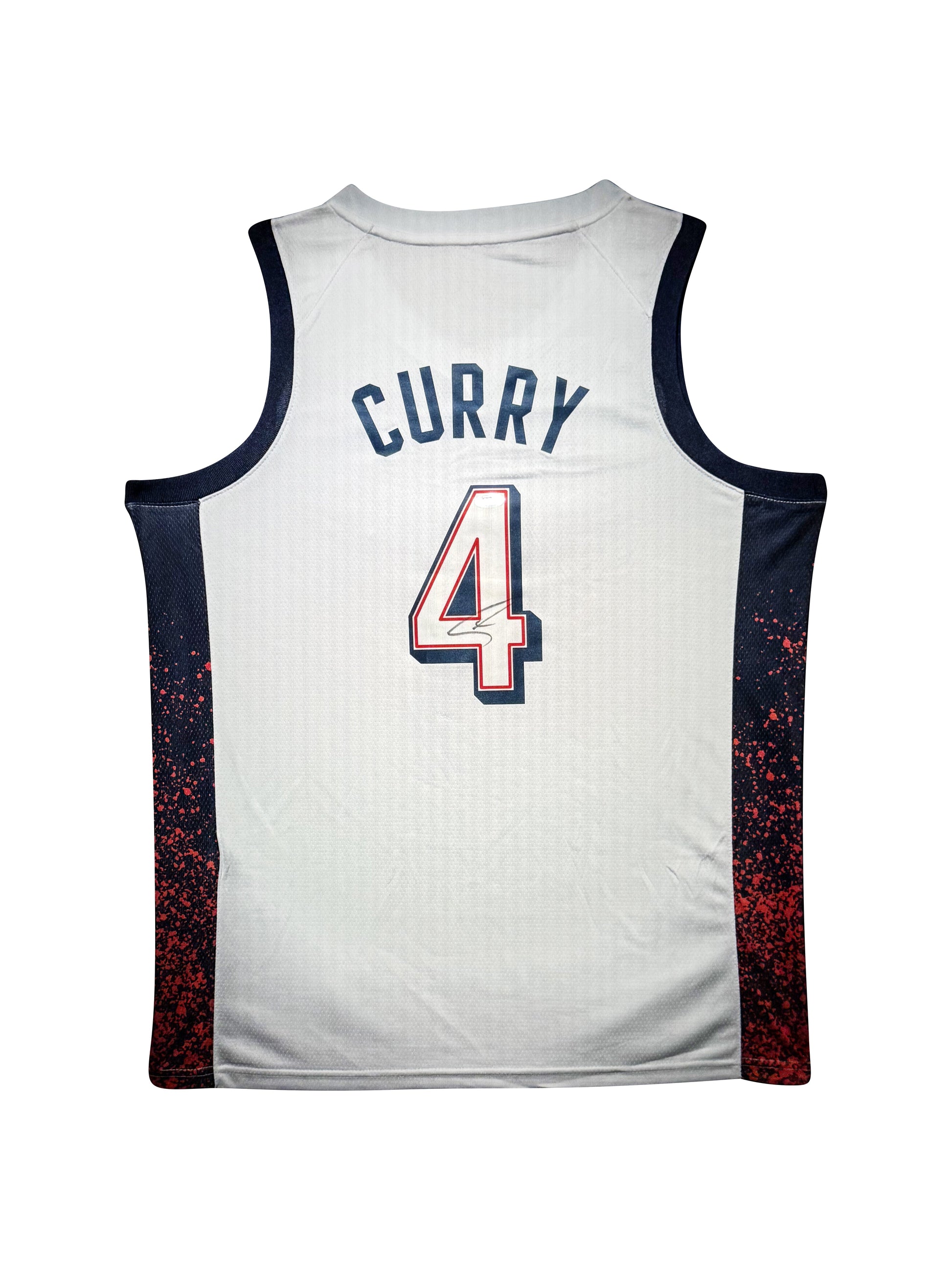 Maillot Authentique Domicile Team USA Edition Jeux Olympiques Paris 2024 signe par Stephen Curry et certifie par PSA authentic-signatures