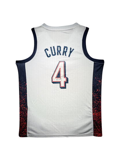 Maillot Authentique Domicile Team USA Edition Jeux Olympiques Paris 2024 signe par Stephen Curry et certifie par PSA authentic-signatures