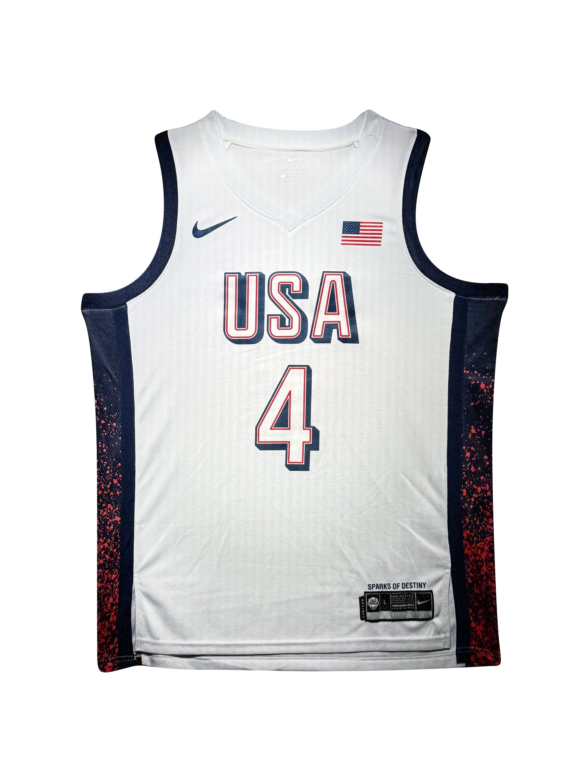 Maillot Authentique Domicile Team USA Edition Jeux Olympiques Paris 2024 signe par Stephen Curry et certifie par PSA authentic-signatures