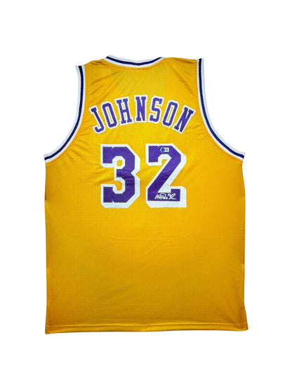 Maillot Custom Domicile Los Angeles Lakers signe par Magic Johnson certifie par Beckett authentic-signatures