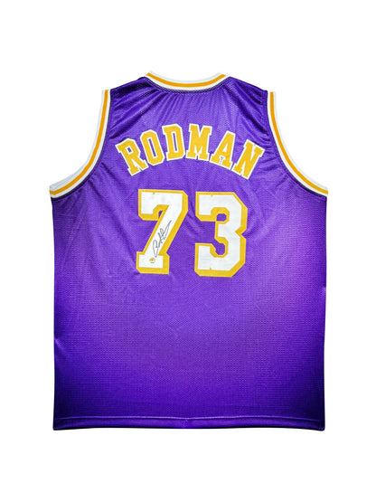 Maillot Custom Exterieur Los Angeles Lakers signe par Dennis Rodman certifie par AWM authentic-signatures
