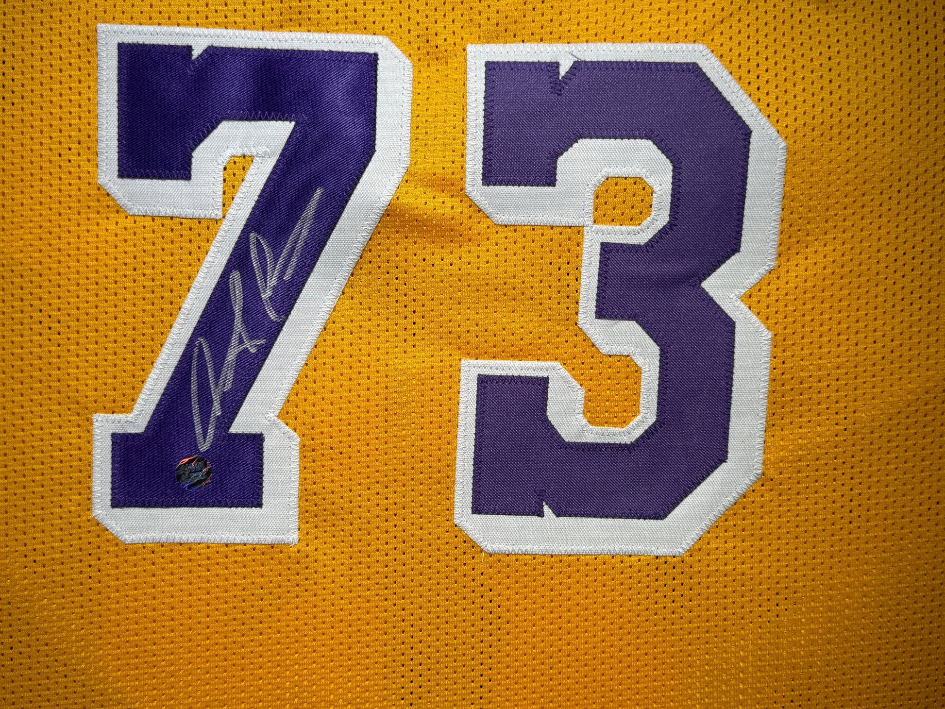 Maillot Custom Domicile Los Angeles Lakers signe par Dennis Rodman certifie par AWM authentic-signatures