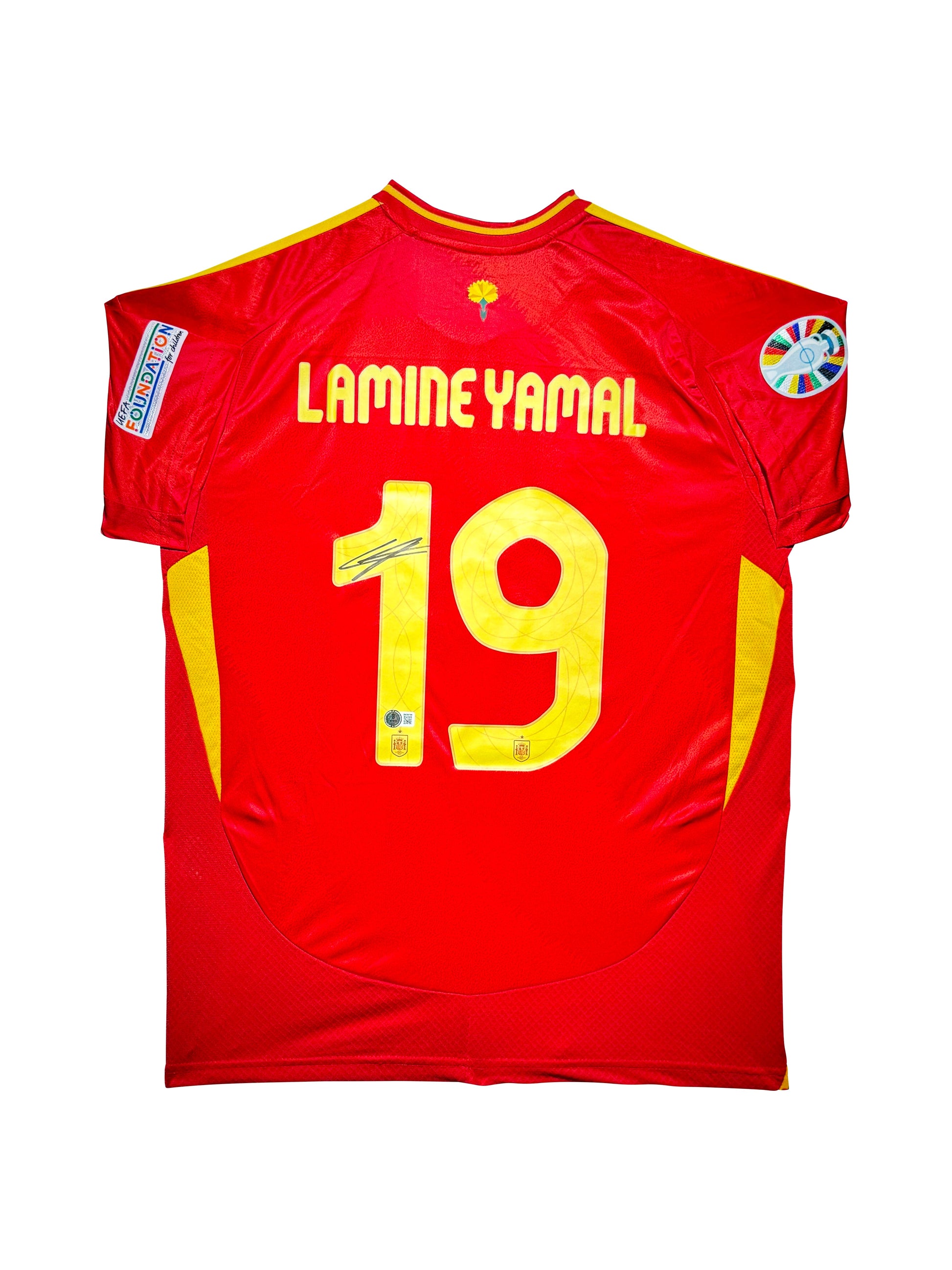 Maillot Domicile Espagne Edition Euro 2024 signe par Lamine Yamal et Certifie par Beckett authentic-signatures