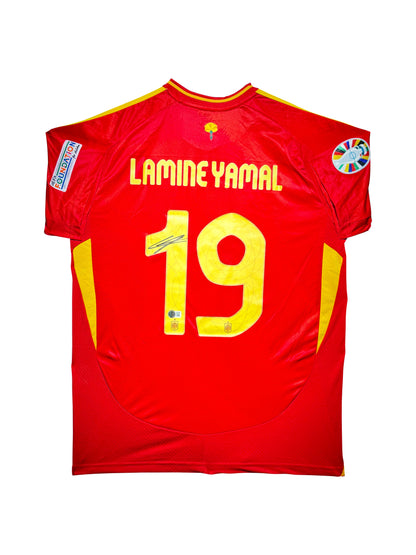 Maillot Domicile Espagne Edition Euro 2024 signe par Lamine Yamal et Certifie par Beckett authentic-signatures