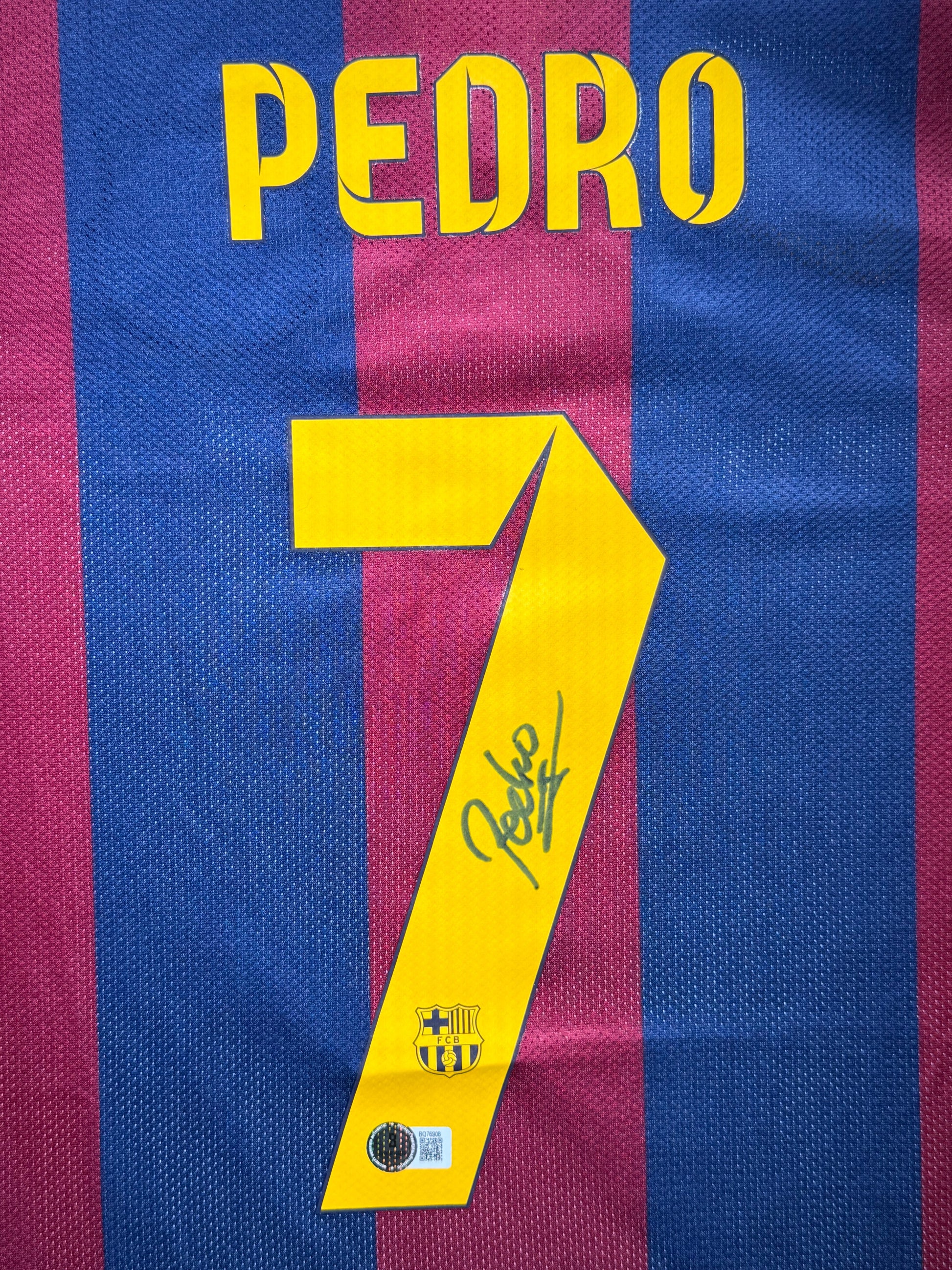 Maillot Domicile signe par Pedro FC Barcelone 2008-09 Certifie par Beckett authentic-signatures