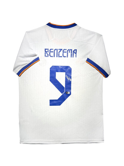 Maillot Domicile Real Madrid CF 2021-22 signe par Karim Benzema et Certifie par Beckett authentic-signatures