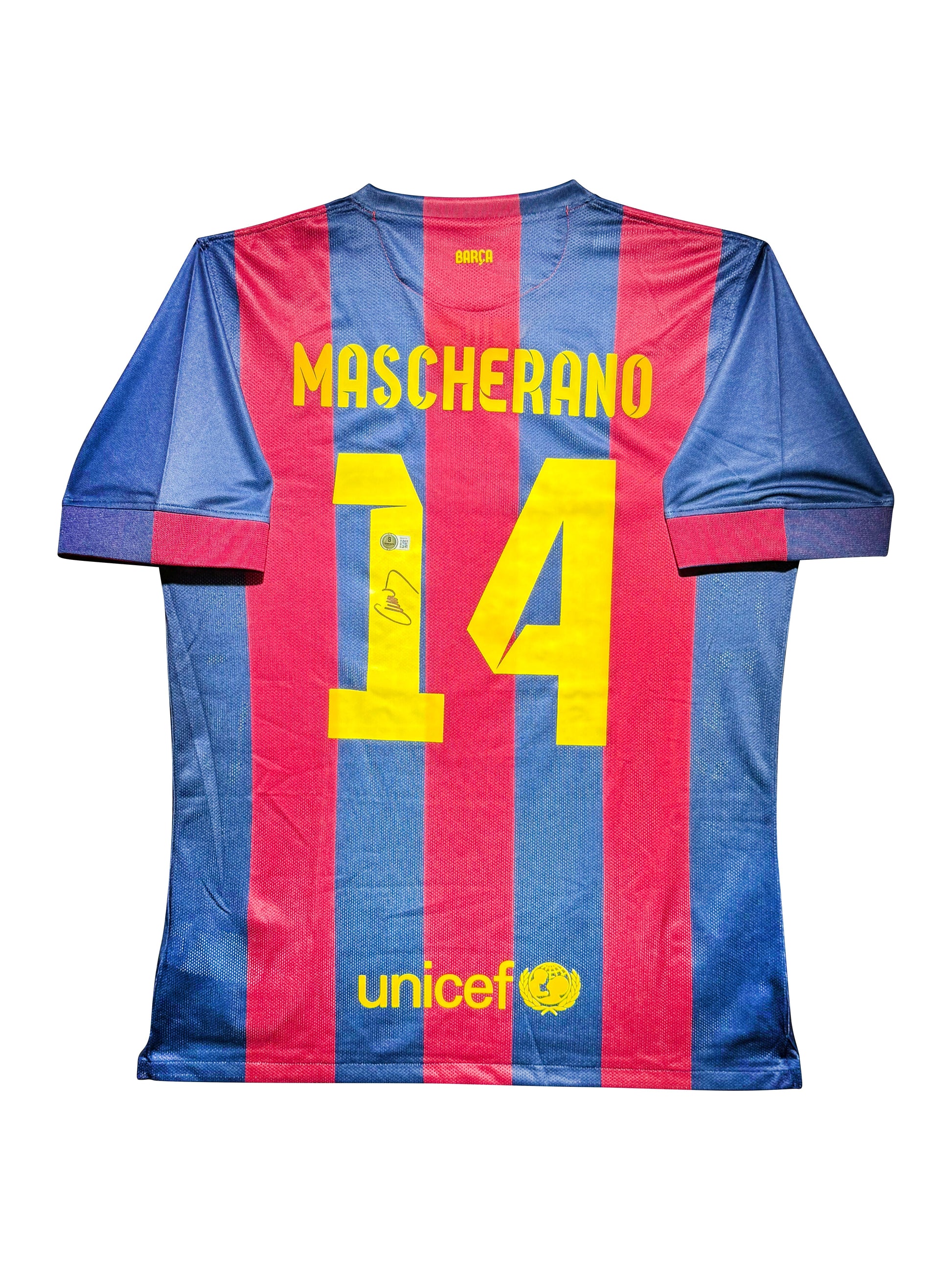 Maillot Domicile signe par Javier Mascherano  Barcelone  2011-12 Certifie par Beckett authentic-signatures