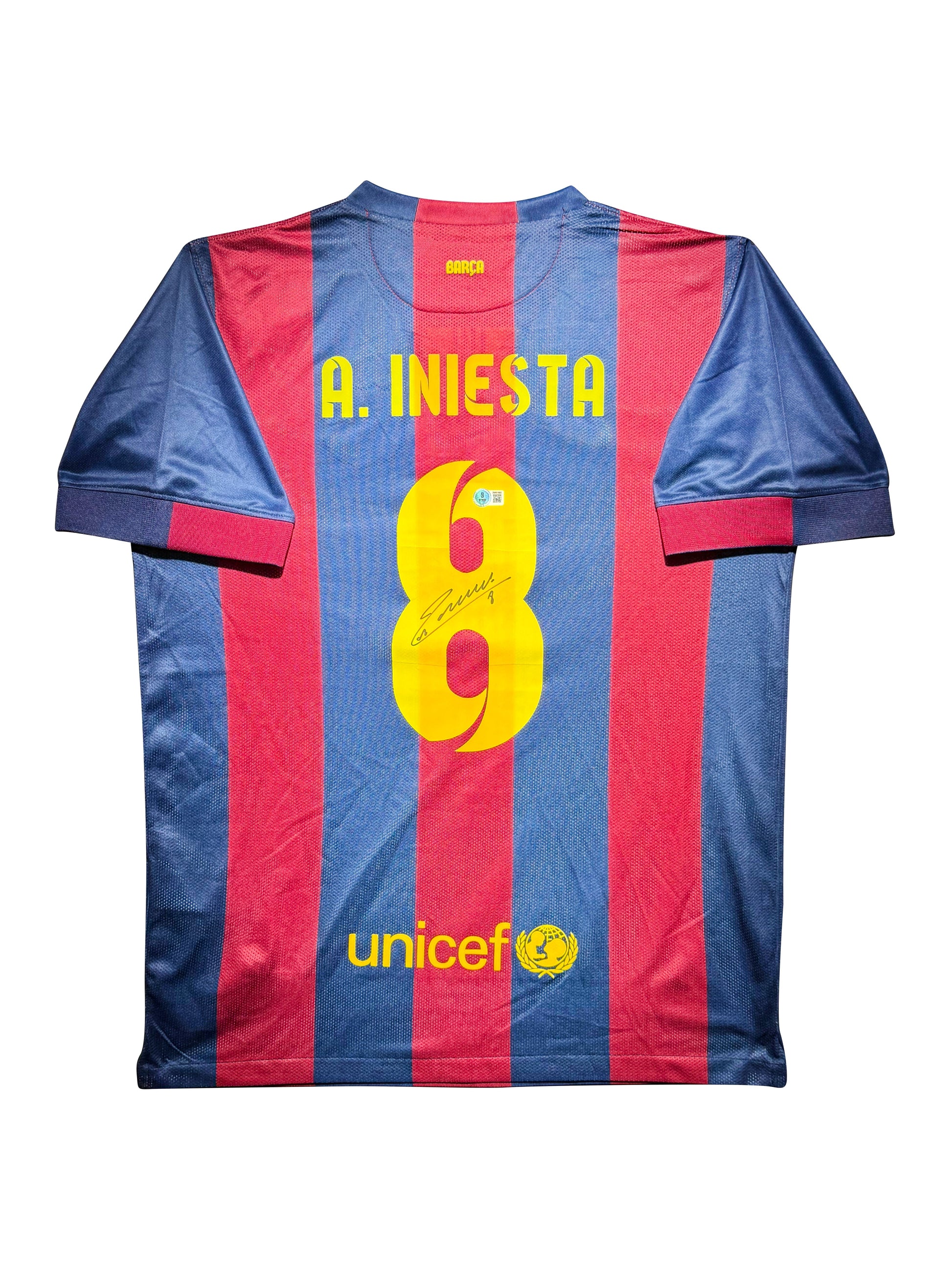 Maillot Domicile signe par Andrès Iniesta Fc Barcelone 2011-12 Certifie par Beckett authentic-signatures