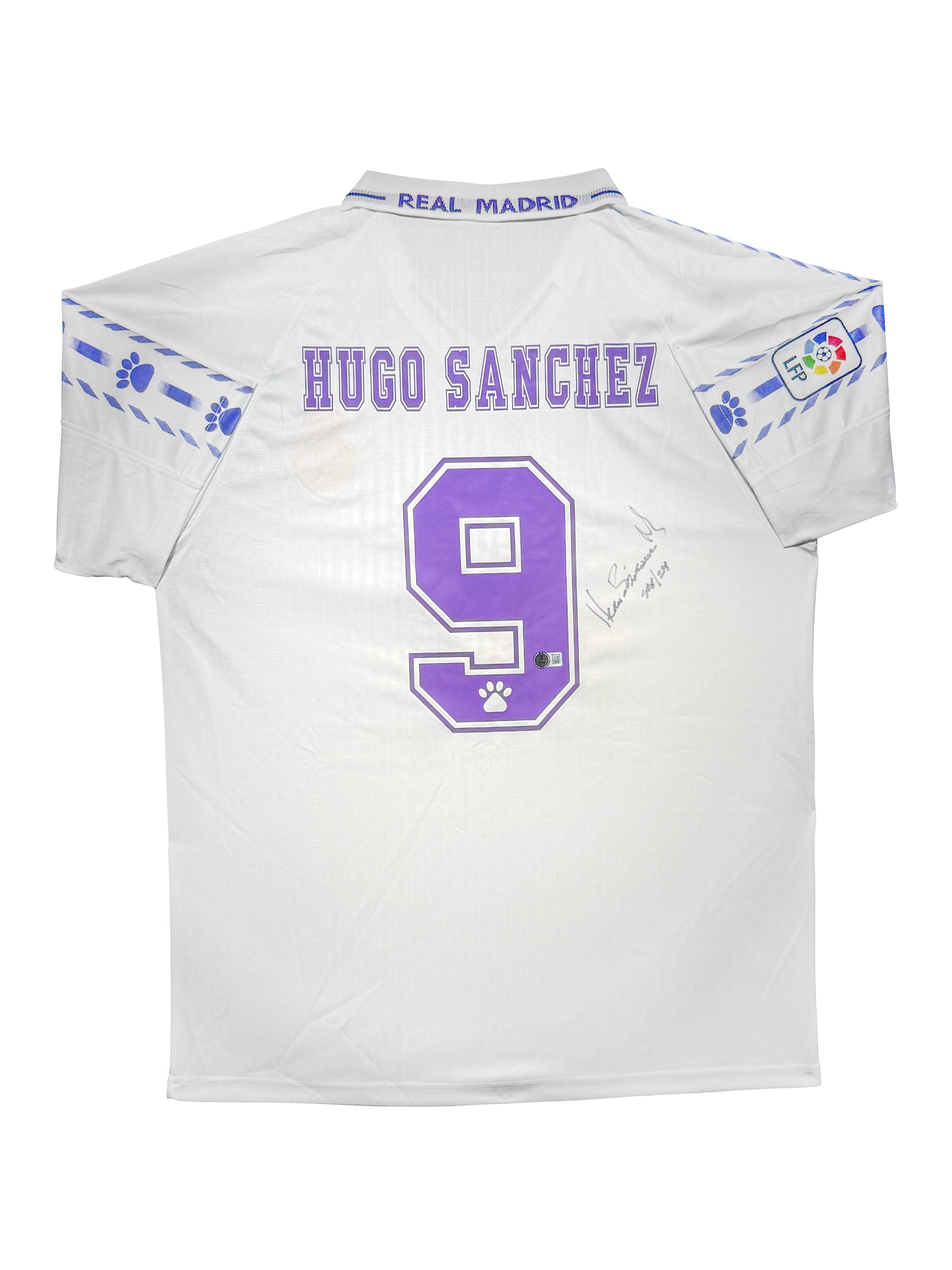 Maillot Domicile signe Sept 24 par Hugo sanchez  Real Madrid  CF Certifie par Beckett authentic-signatures