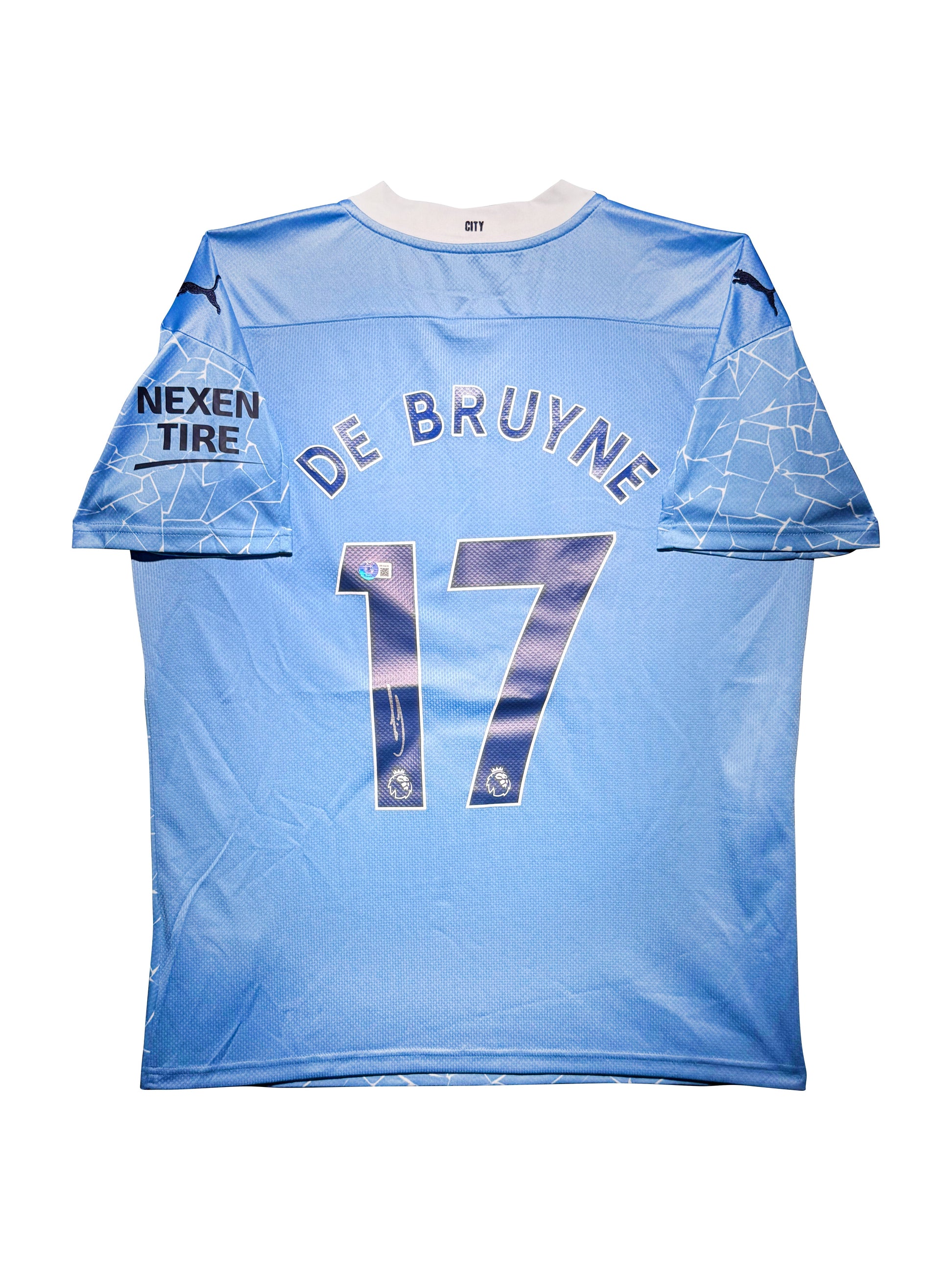 Maillot Domicile signe par Kevin De Bruyne Manchester City FC 2020-21 Certifie par Beckett authentic-signatures
