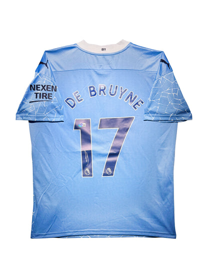 Maillot Domicile signe par Kevin De Bruyne Manchester City FC 2020-21 Certifie par Beckett authentic-signatures