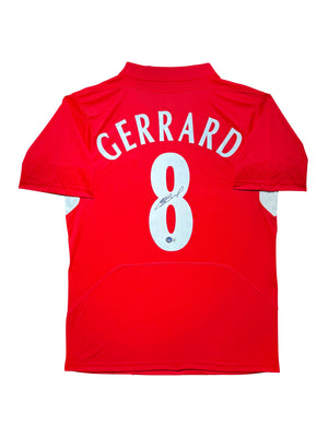 Maillot Domicile Liverpool FC Champions League 2005 signe par Steven Gerrard  Certifie par Beckett authentic-signatures