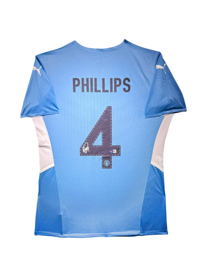Maillot Domicile signe par Kalvin Phillips Manchester City FC 2022-23 Certifie par Beckett authentic-signatures