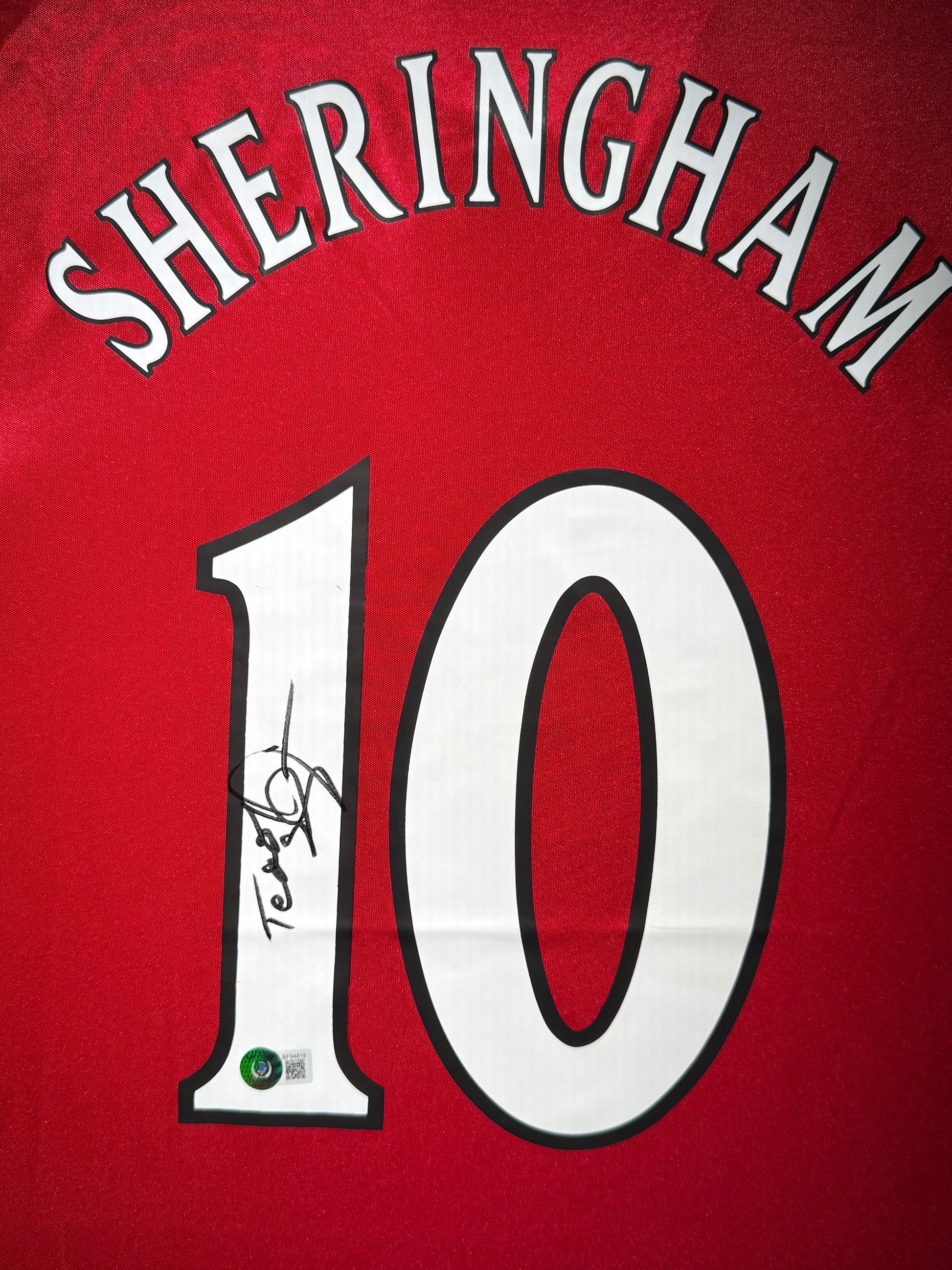 Maillot Finale Champions League 1999 Domicile signe par Teddy Sheringham Manchester United FC  Certifie par Beckett authentic-signatures