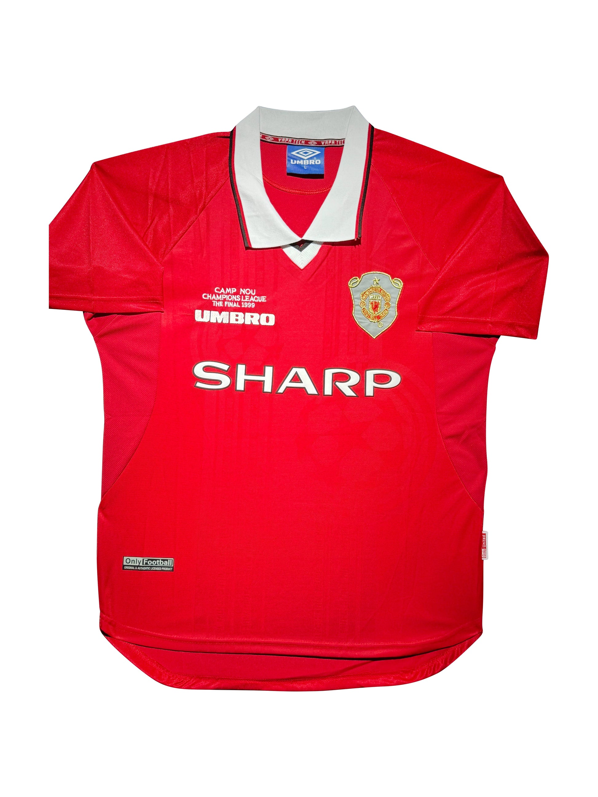Maillot Finale Champions League 1999 Domicile signe par Teddy Sheringham Manchester United FC  Certifie par Beckett authentic-signatures