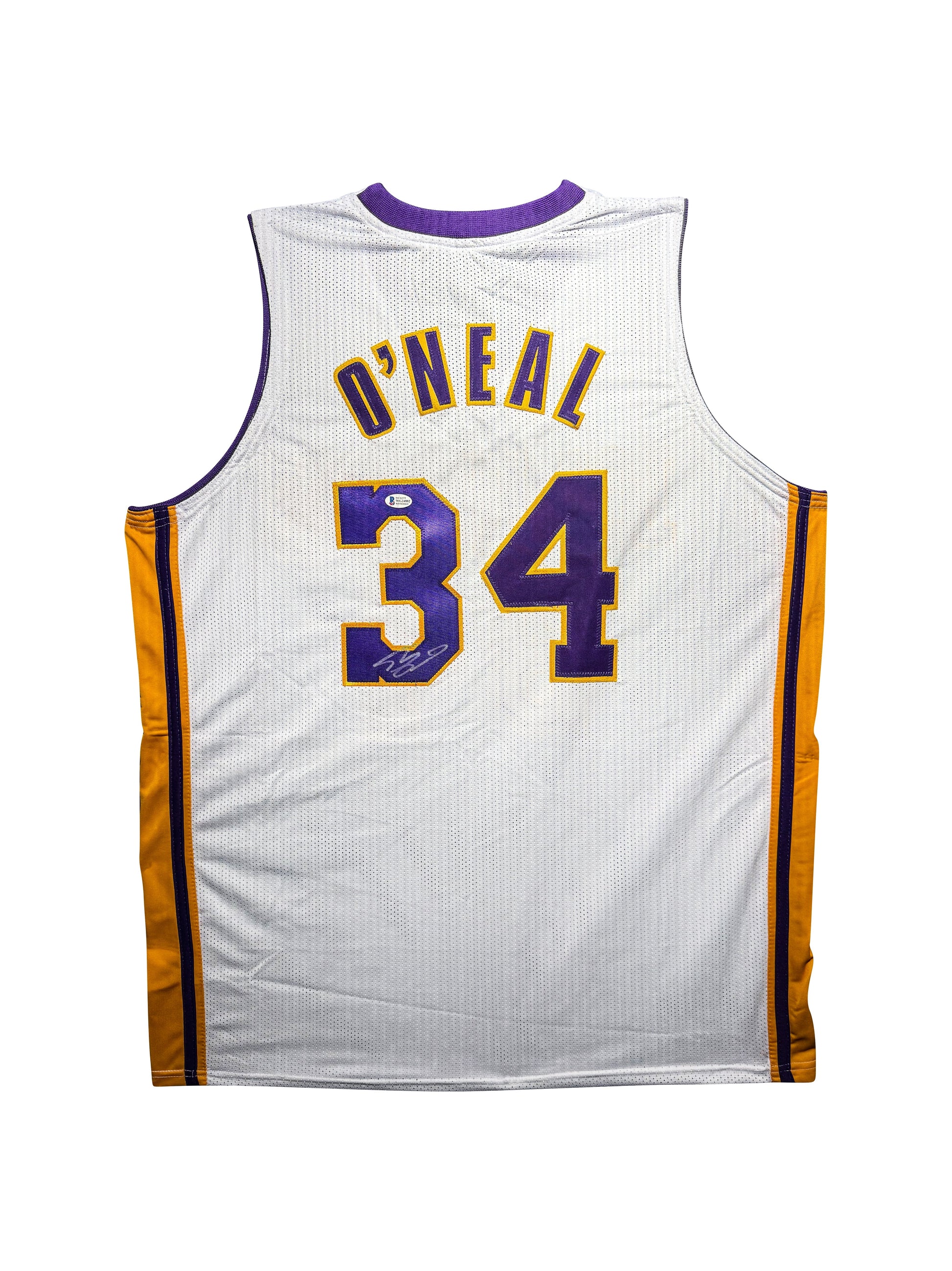 Maillot Custom Domicile Los Angeles Lakers signe par Shaquille O'Neal certifie par Beckett authentic-signatures