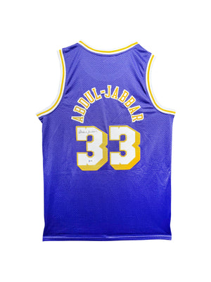 Maillot Authentique Mitchell and Ness  Exterieur Los Angeles Lakers signe par Kareem Abdul-Jabbar certifie par Beckett authentic-signatures