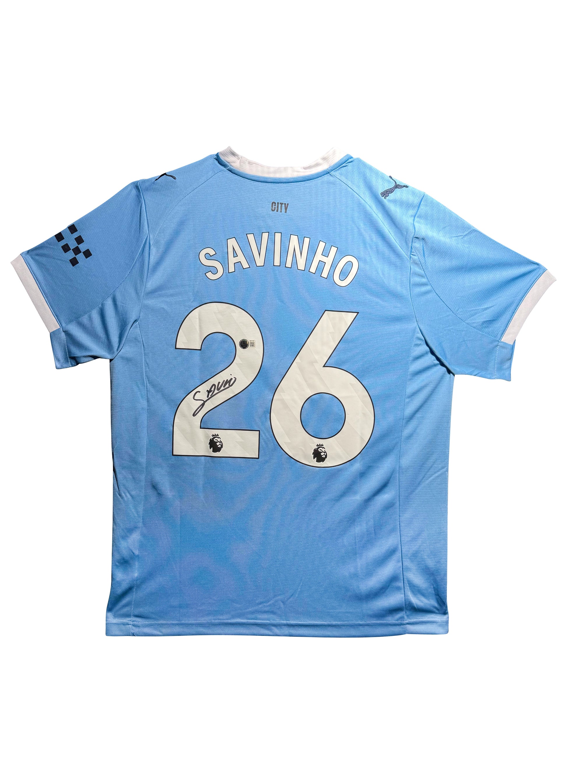 Maillot Domicile signe par Savinho Manchester City FC 2024-25 Certifie par Beckett authentic-signatures