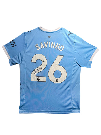 Maillot Domicile signe par Savinho Manchester City FC 2024-25 Certifie par Beckett authentic-signatures