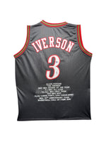 Maillot Custom Exterieur Philapelphia 76ers signe avec Statistiques de Carrière par Allen Iverson certifie par Beckett authentic-signatures