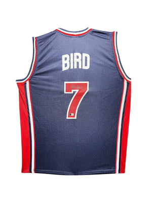 Maillot Custom Exterieur Team USA Edition Jeux Olympiques Barcelone 1992 DREAM TEAM signe par Larry Bird et certifie par Beckett authentic-signatures