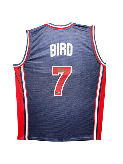Maillot Custom Exterieur Team USA Edition Jeux Olympiques Barcelone 1992 DREAM TEAM signe par Larry Bird et certifie par Beckett authentic-signatures