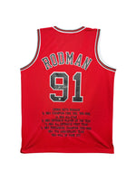 Maillot Stats Carriere Custom Domicile Chicago Bulls  signe par Dennis Rodman certifie par Beckett authentic-signatures