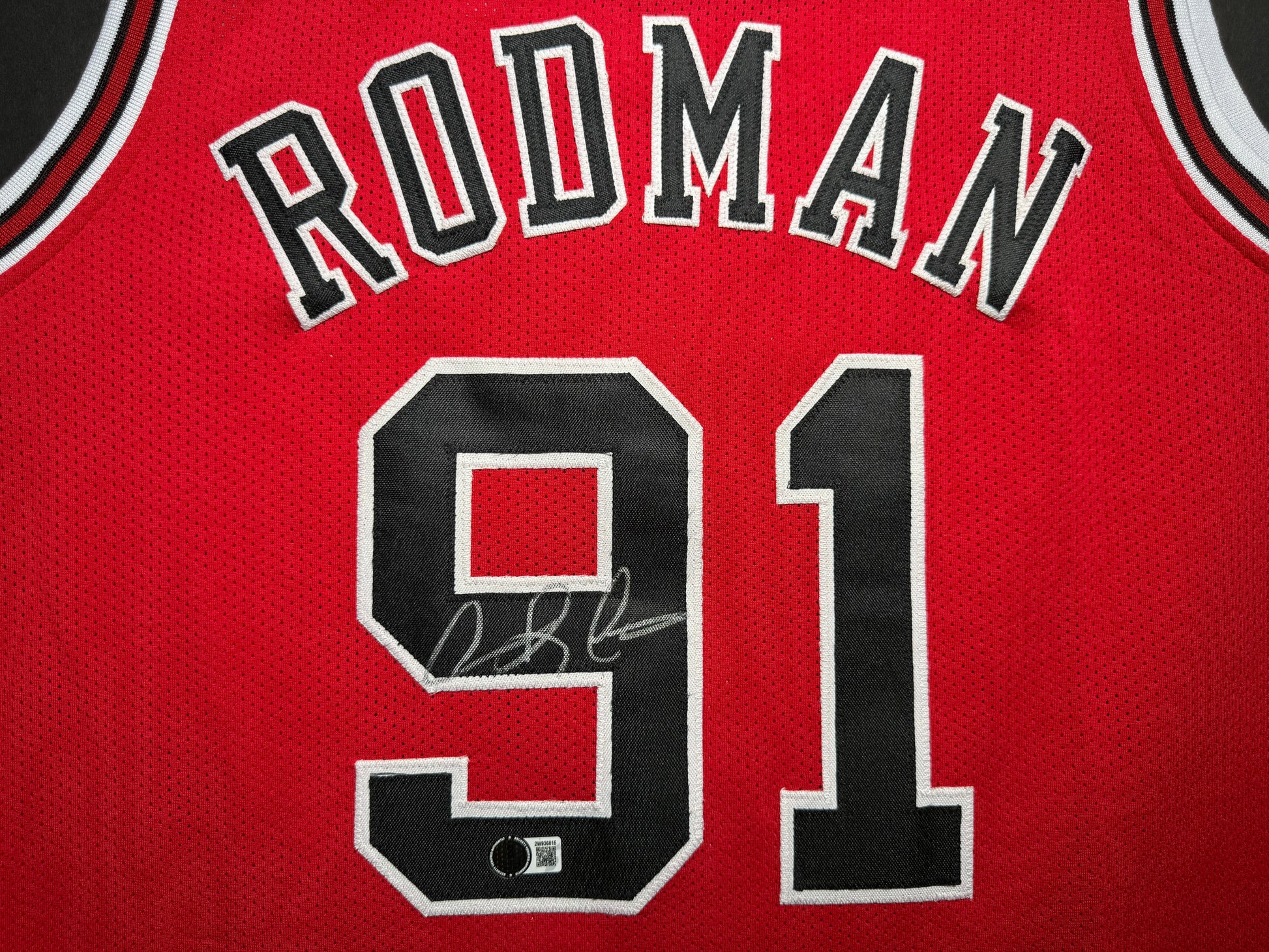 Maillot Stats Carriere Custom Domicile Chicago Bulls  signe par Dennis Rodman certifie par Beckett authentic-signatures