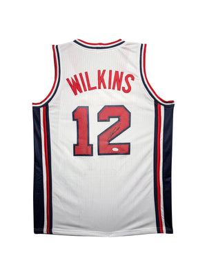 Maillot Custom Domicile Team USA Edition Championnat du Monde FIBA 1994 signe par Dominique Wilkins et certifie par JSA authentic-signatures