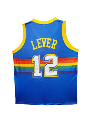 Maillot Custom Domicile Denver Nuggets signe par Fat Lever certifie par JSA authentic-signatures