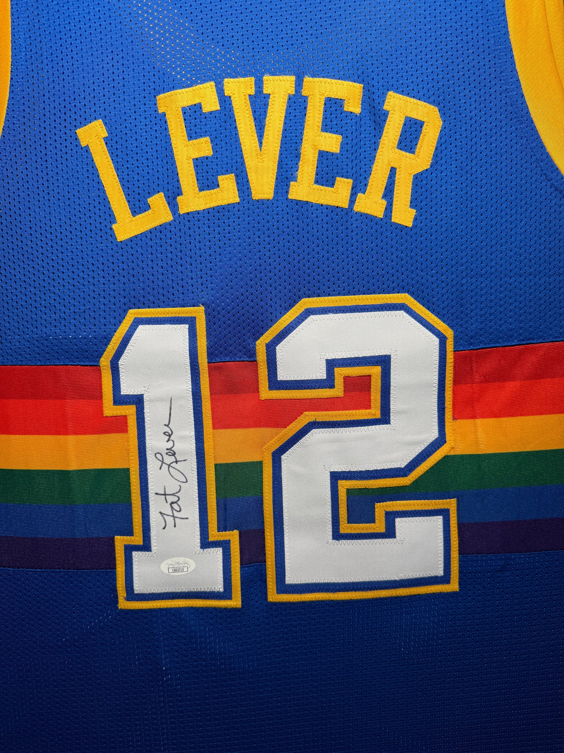 Maillot Custom Domicile Denver Nuggets signe par Fat Lever certifie par JSA authentic-signatures