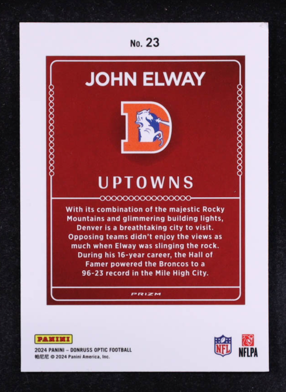 John Elway 2024 Donruss Optic Uptowns #23 authentic-signatures