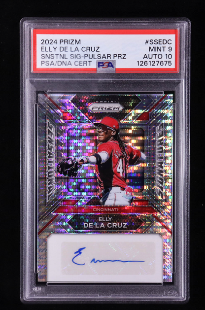 Elly De La Cruz Signed 2024 Panini Prizm Sensational Prizms Pulsar #43 #094/199 RC (PSA 9 | AUTO 10) authentic-signatures