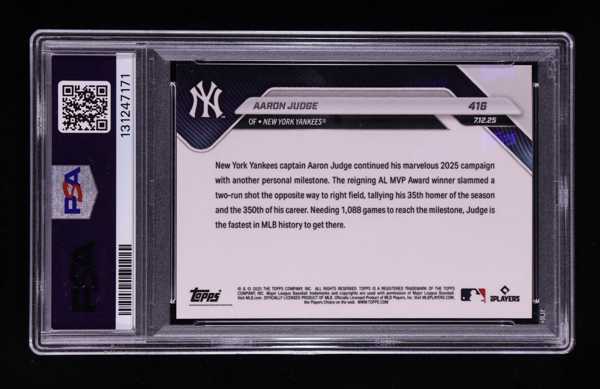 Aaron Judge 2025 Topps Now #416 (PSA 10) authentic-signatures