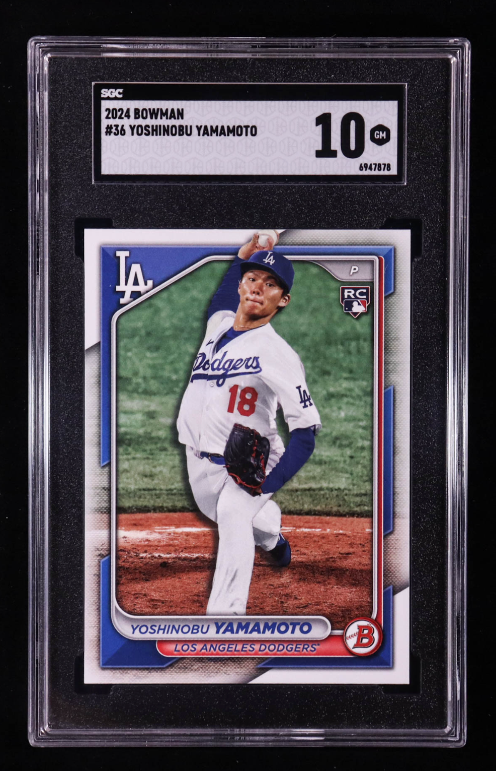Yoshinobu Yamamoto 2024 Bowman #36 RC (SGC 10) authentic-signatures