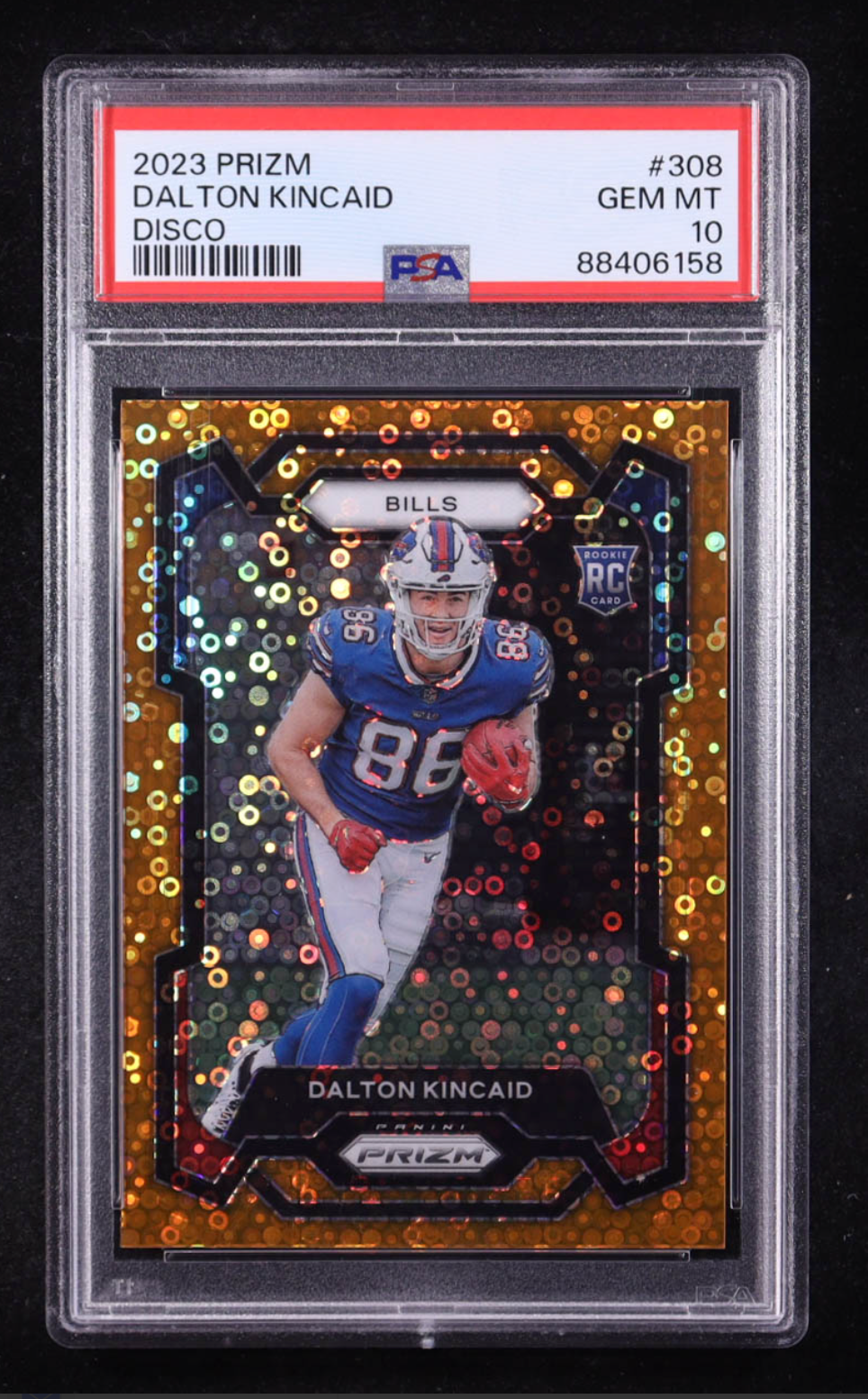 Dalton Kincaid 2023 Panini Prizm Prizms Orange Disco #308 RC (PSA 10) authentic-signatures