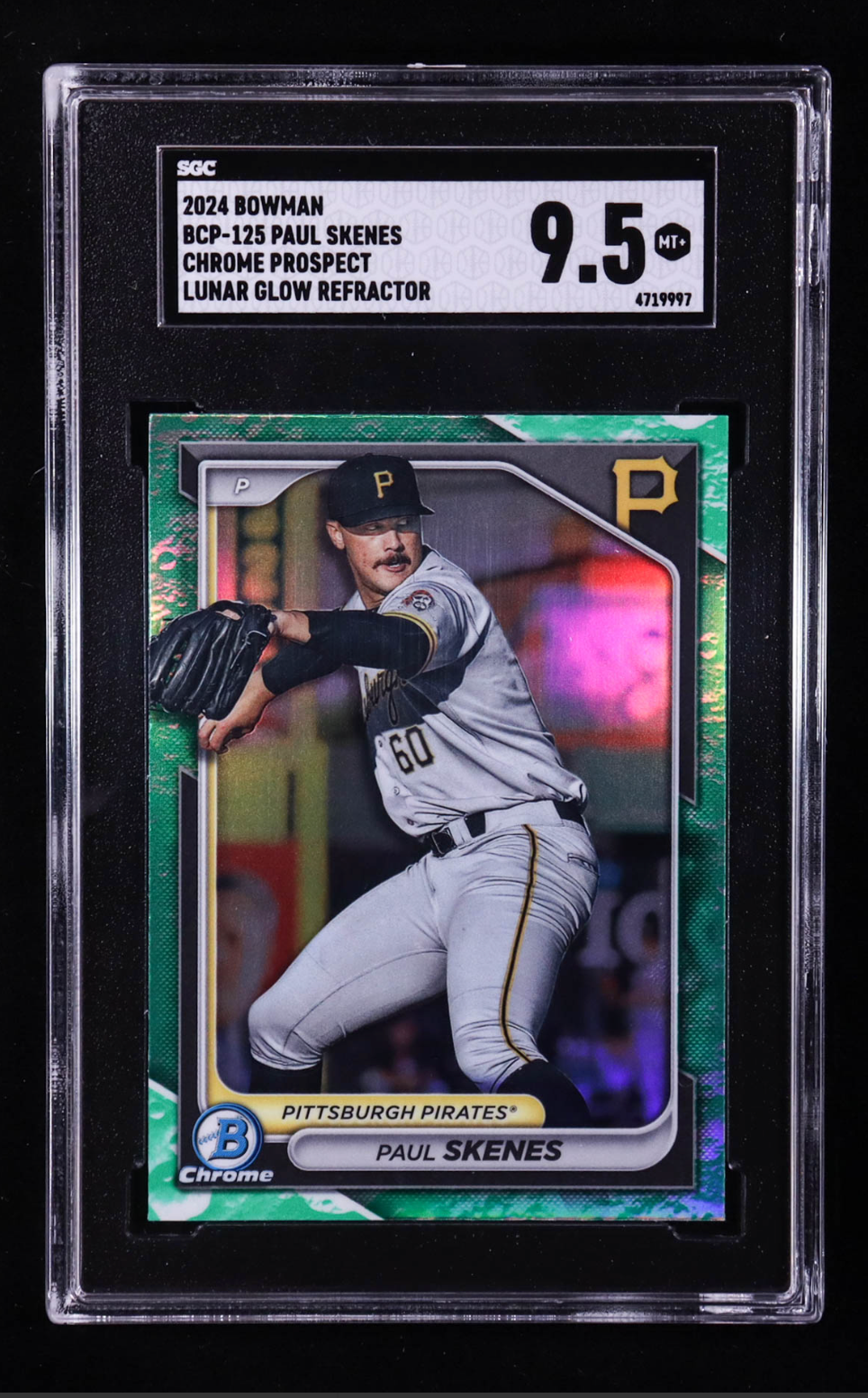 Paul Skenes 2024 Bowman Chrome Prospects Lunar Glow Refractors #BCP125 RC (SGC 9.5) authentic-signatures