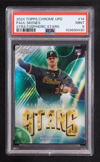 Paul Skenes 2024 Topps Chrome Update Stratospheric Stars #SSC14 RC (PSA 9) authentic-signatures