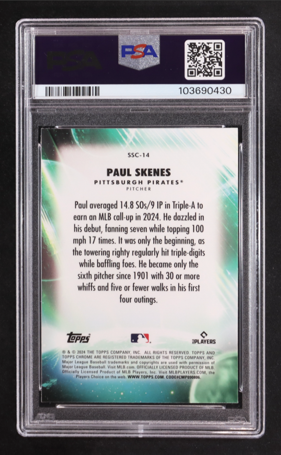 Paul Skenes 2024 Topps Chrome Update Stratospheric Stars #SSC14 RC (PSA 9) authentic-signatures